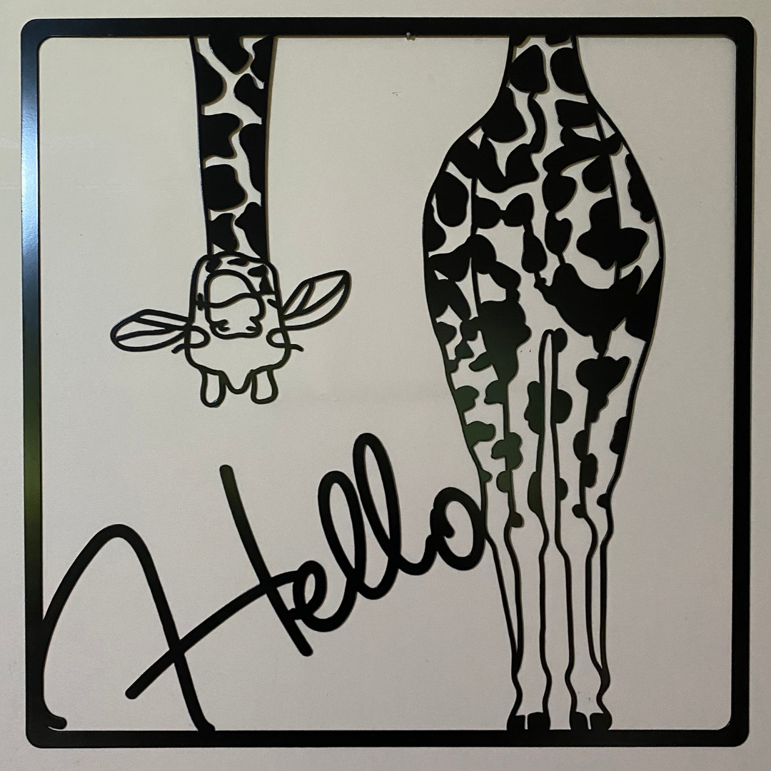 Hello Giraffe Metal Sign - Clearance